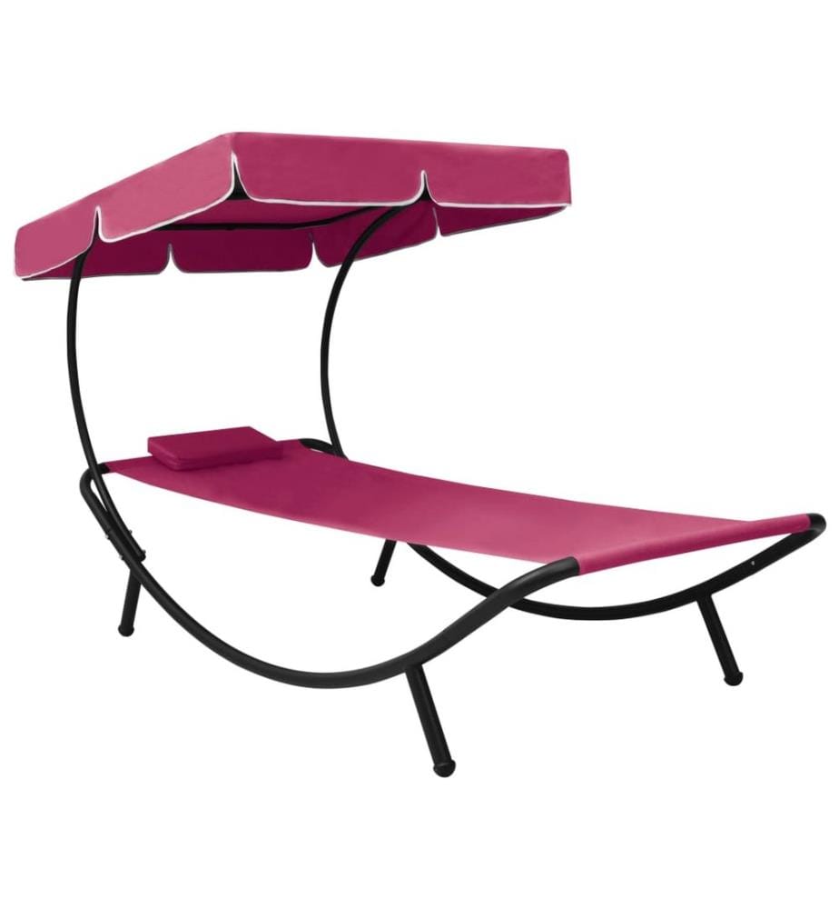 Letto da riposo da esterno con tenda e cuscino rosa
