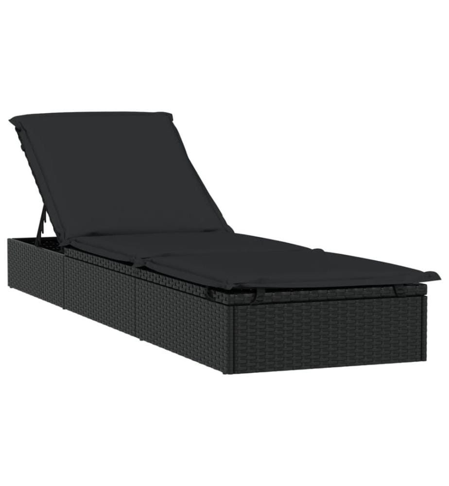Sonnenliege 1 Stk. mit Tisch Schwarz Poly Rattan