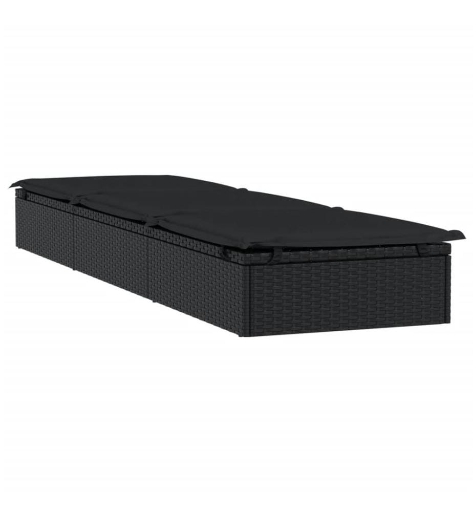 Sonnenliege 1 Stk. mit Tisch Schwarz Poly Rattan