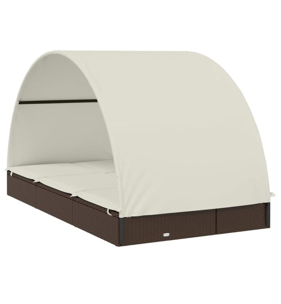 Sdraio 2 posti con tetto rotondo marrone 211x112x140 cm