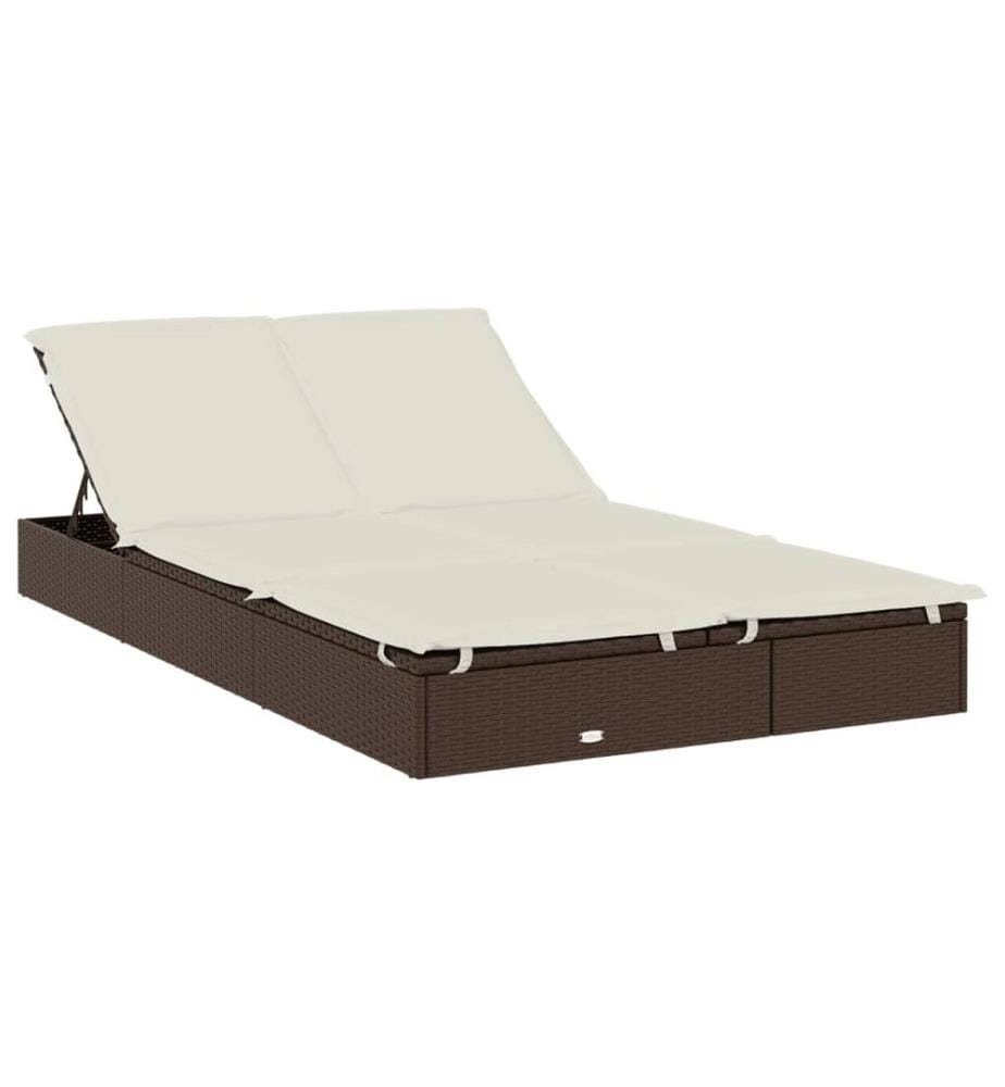 Sdraio 2 posti con tetto rotondo marrone 211x112x140 cm