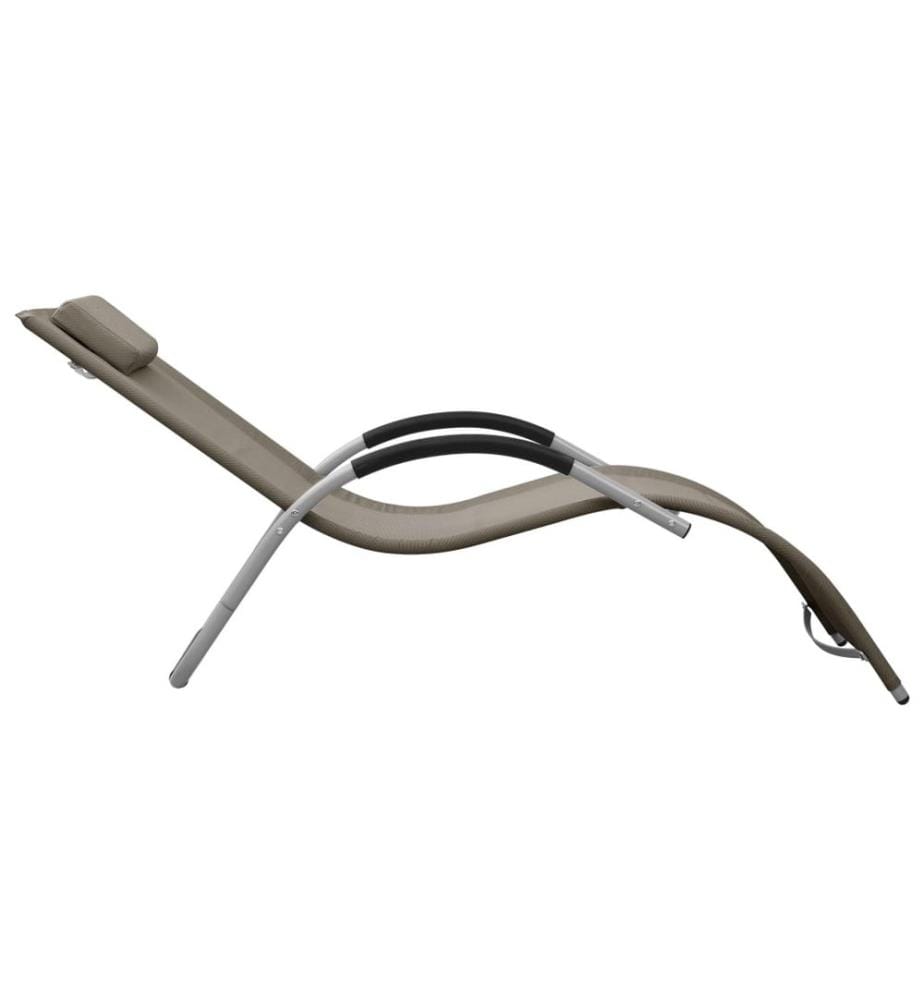 vidaXL Chaise longue textilène taupe et gris