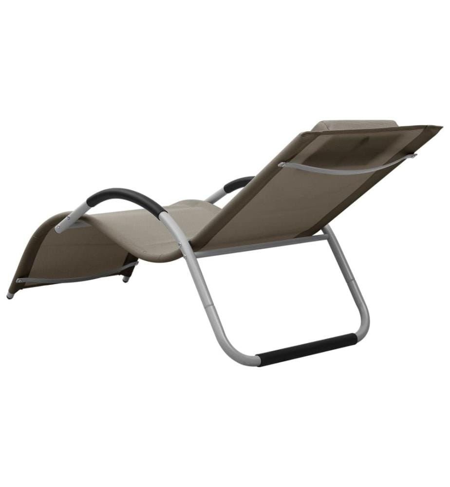 vidaXL Chaise longue textilène taupe et gris