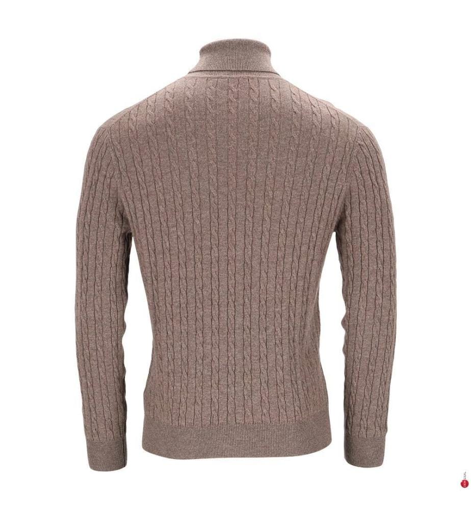 Pull Col Roulé - 50% Cachemire & 50% Laine - Brun