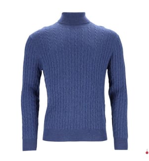 Turtleneck Sweater - 50% Cashmere & 50% Wool - Blue