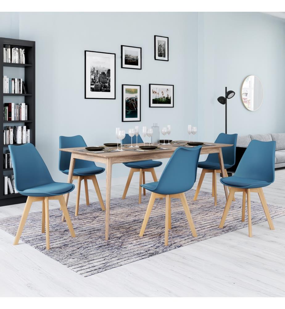 Lot de 6 Chaises Nordia 46 x 51 x 79.5 cm - Bleu