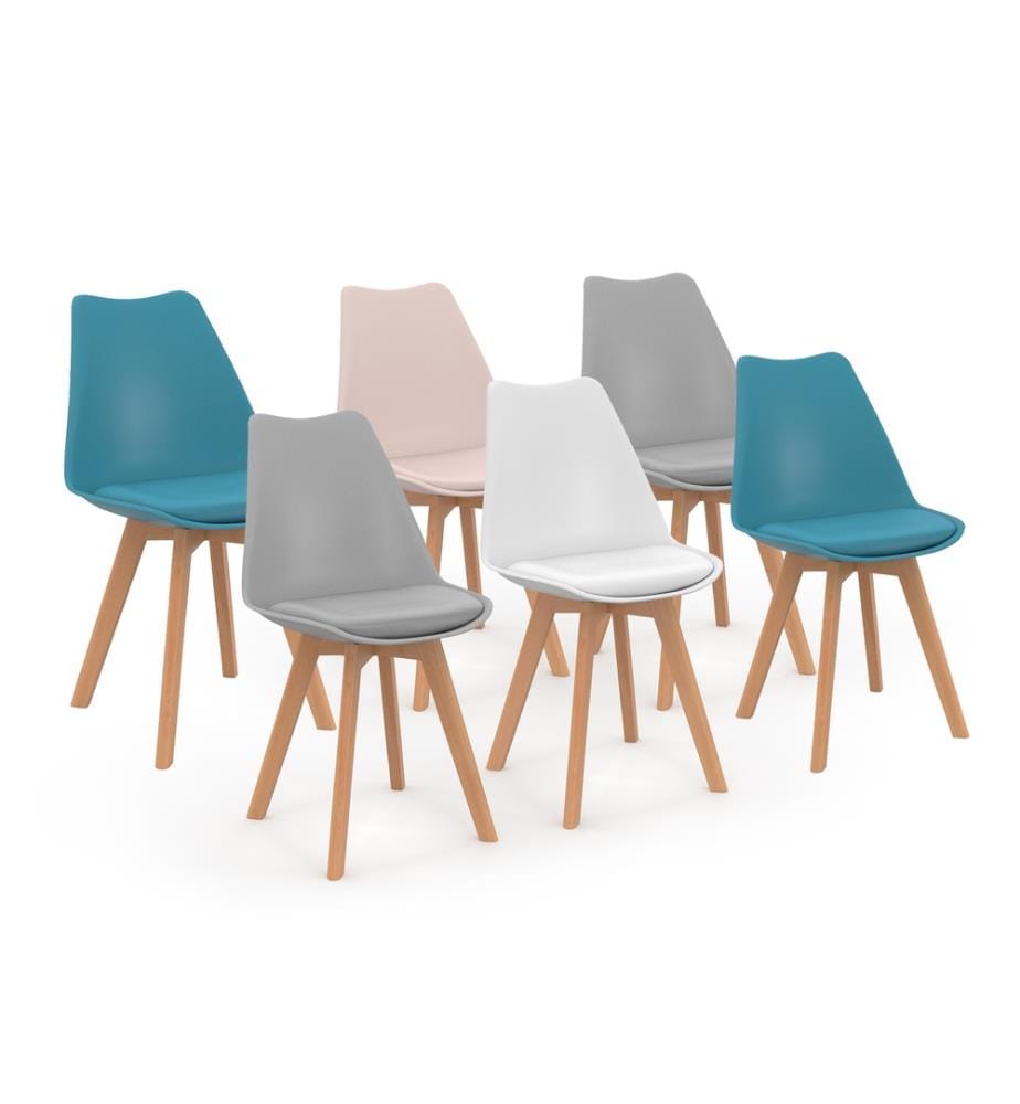 Lot de 6 Chaises Nordia 46 x 51 x 79.5 cm - 4 Coloris