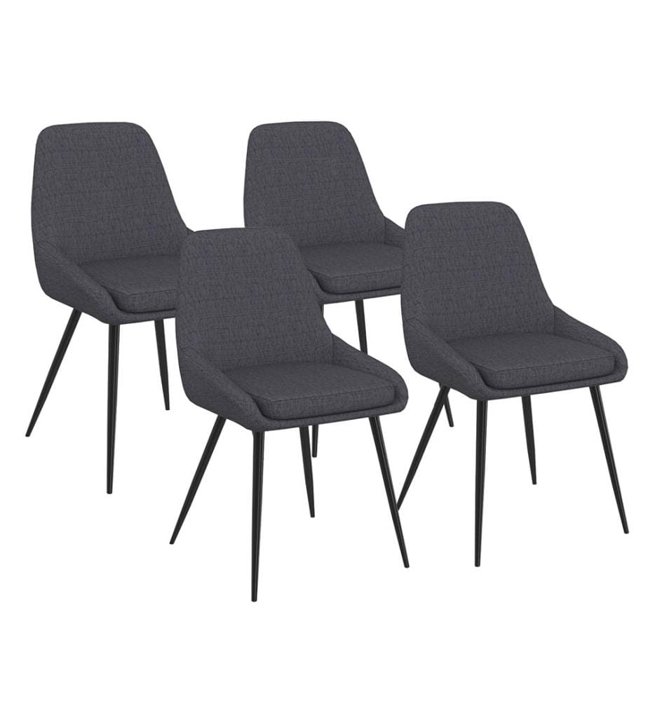 Lot de 4 Chaises Ornella assise tissu gris foncé et pieds métal noirs