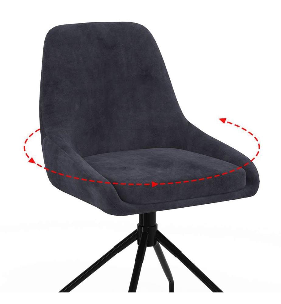 Lot de 2 Chaises Olivia assise pivotante gris foncé pieds métal - Gris foncé
