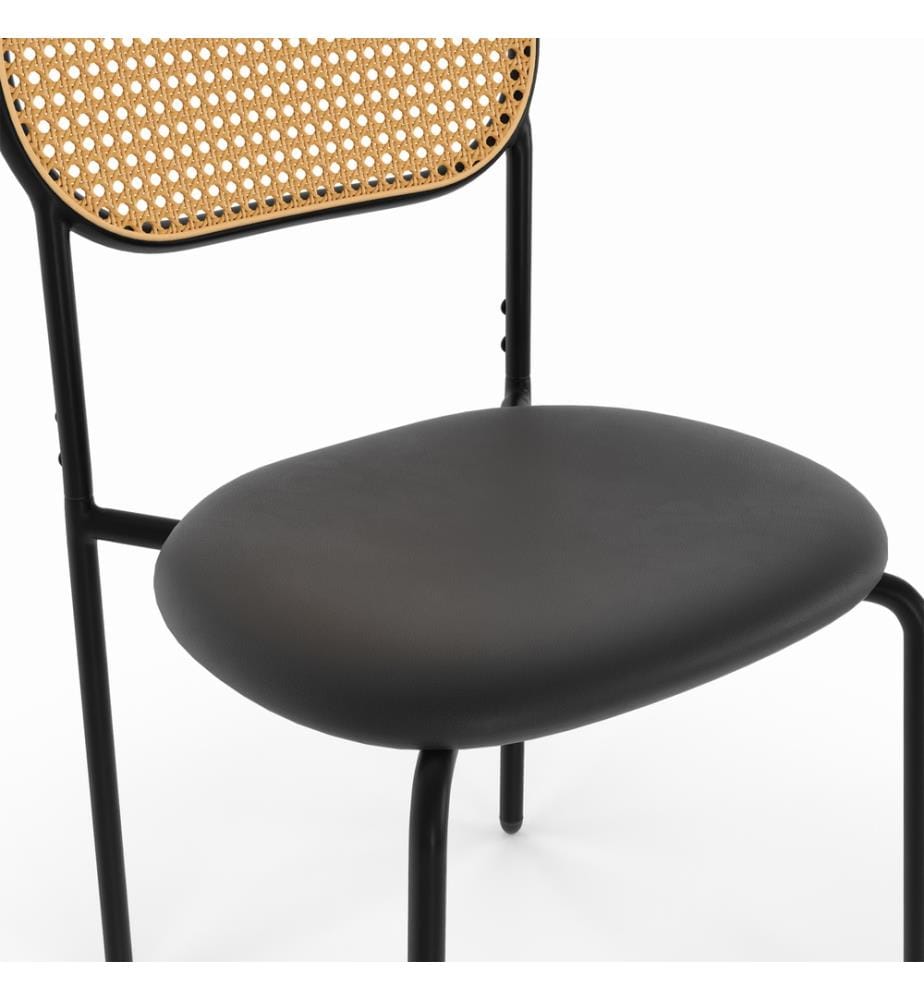 Lot de 4 Chaises Clarisse dossier cannage - Noir 