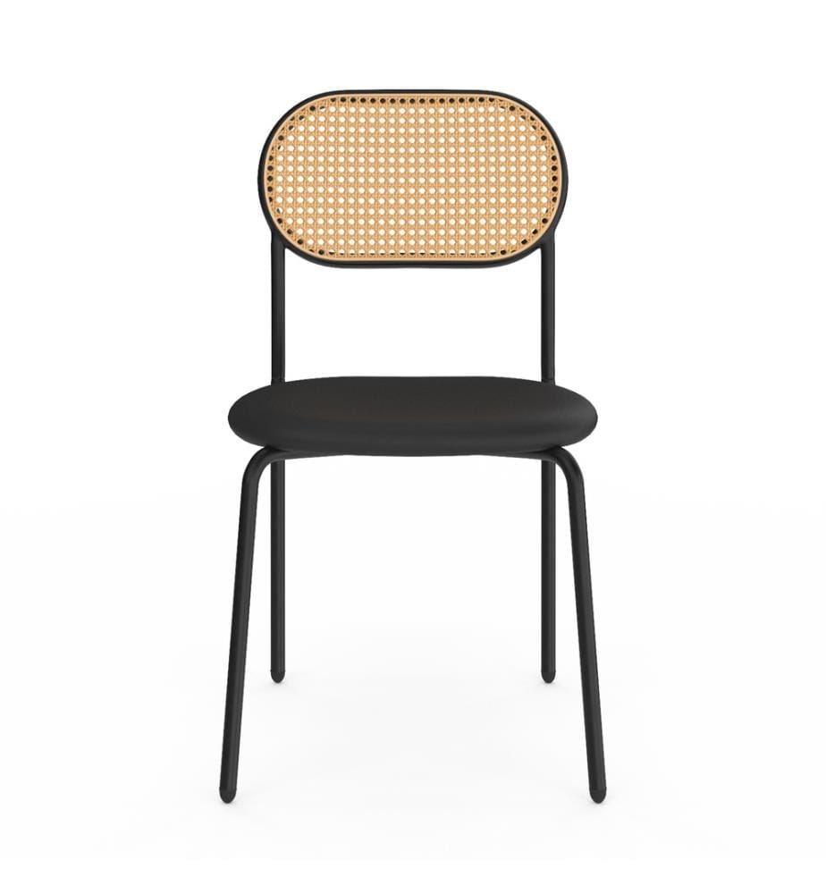 Lot de 4 Chaises Clarisse dossier cannage - Noir 