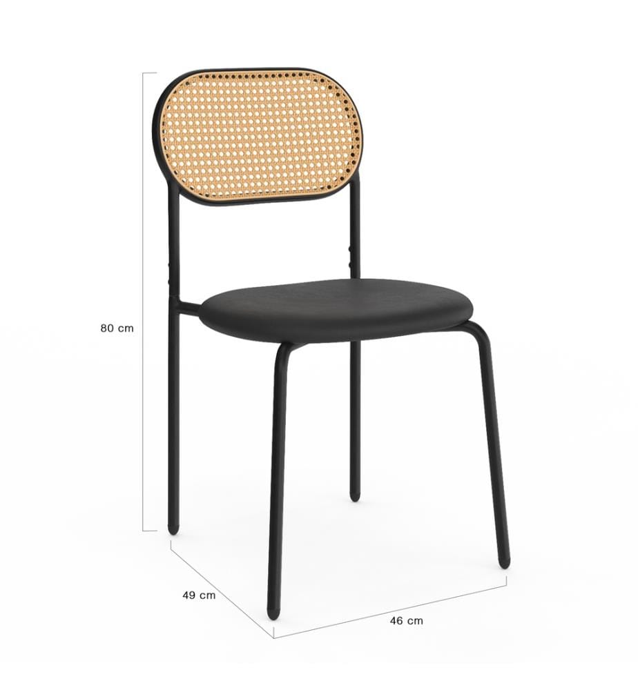 Lot de 4 Chaises Clarisse dossier cannage - Noir 