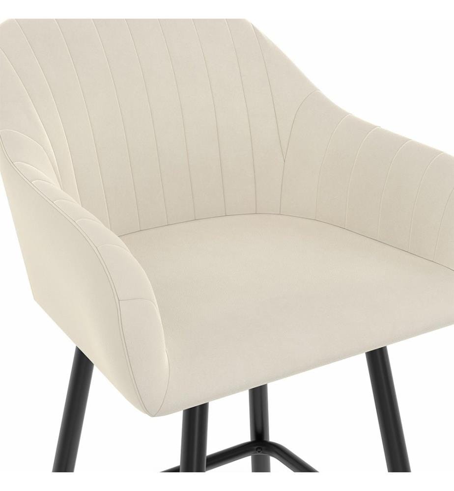 2er-Set Barhocker Ariana mit Armlehnen - Creme und Schwarz