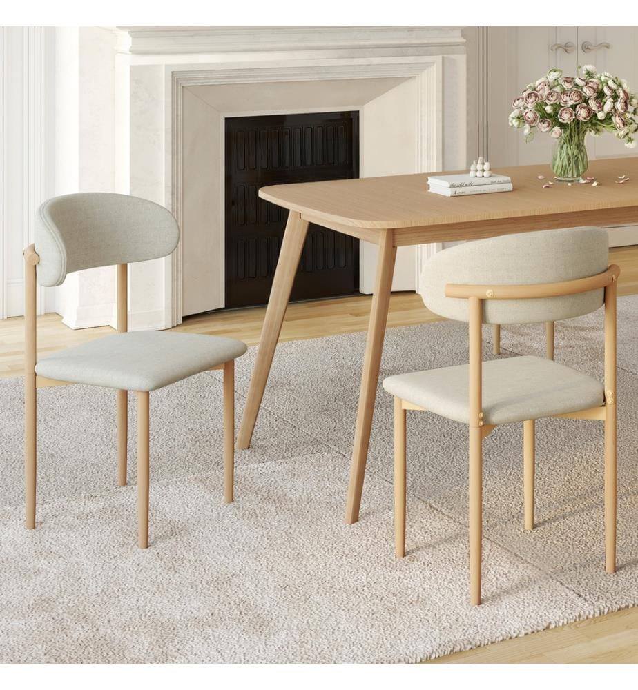 Lot de 6 Chaises Callisto assise beige et pieds bois 