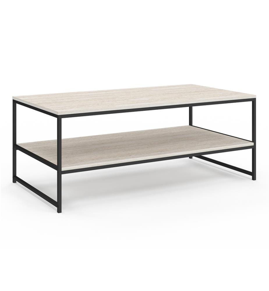 Table basse Memphis double plateau effet travertin 113cm