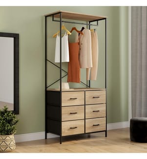Ankleidezimmer Iris Kleiderschrank und 6 Schubladen - Braun und Schwarz