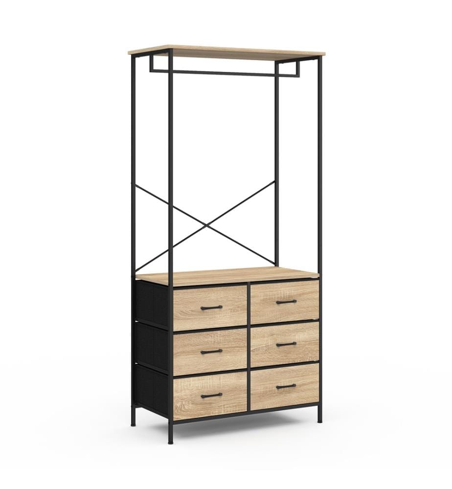 Ankleidezimmer Iris Kleiderschrank und 6 Schubladen - Braun und Schwarz