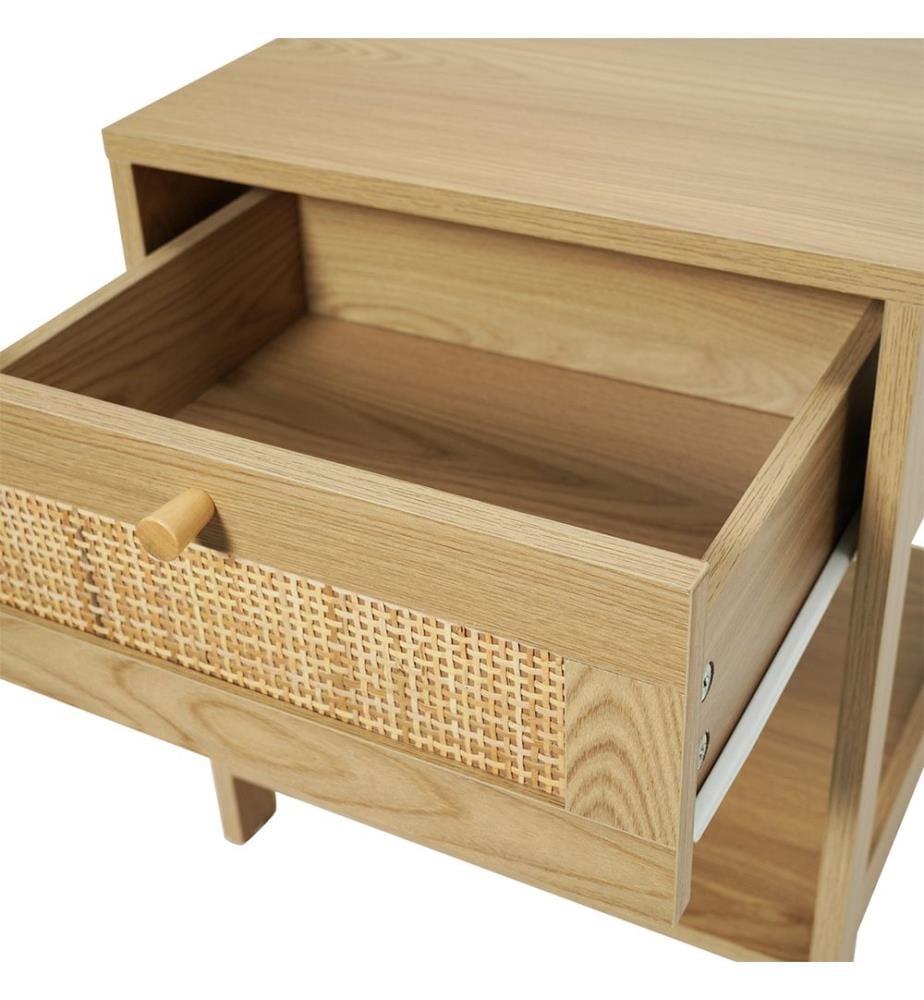 Lot de 2 Tables de chevet Erin en cannage 1 tiroir - Brun 