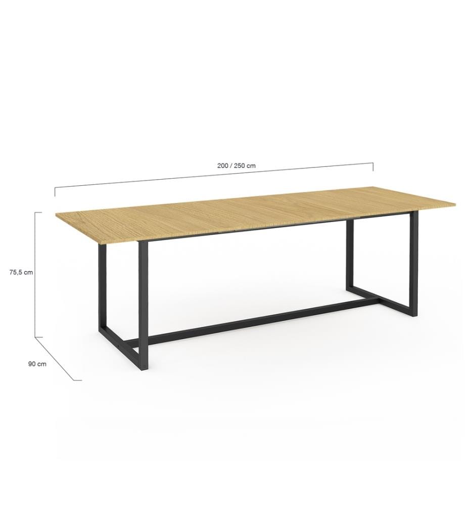 Ausziehbarer Esstisch Memphis 200-250 cm - Schwarz