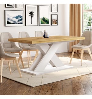 Ausziehbarer Tisch Alexia 160-200 cm - Holz und Weiss