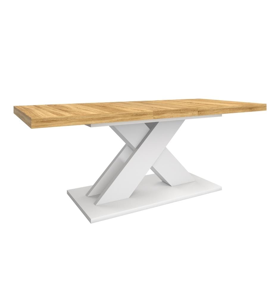 Ausziehbarer Tisch Alexia 160-200 cm - Holz und Weiss