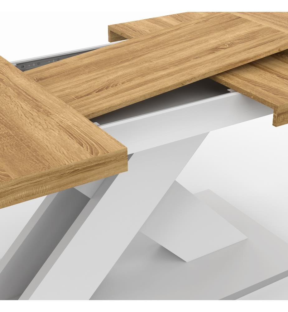 Ausziehbarer Tisch Alexia 160-200 cm - Holz und Weiss