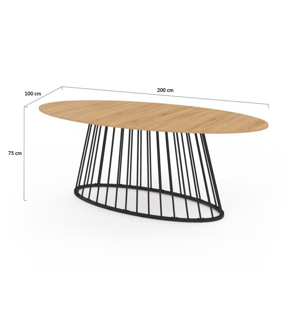 Esstisch Adelle 200 cm - Holz und Schwarz