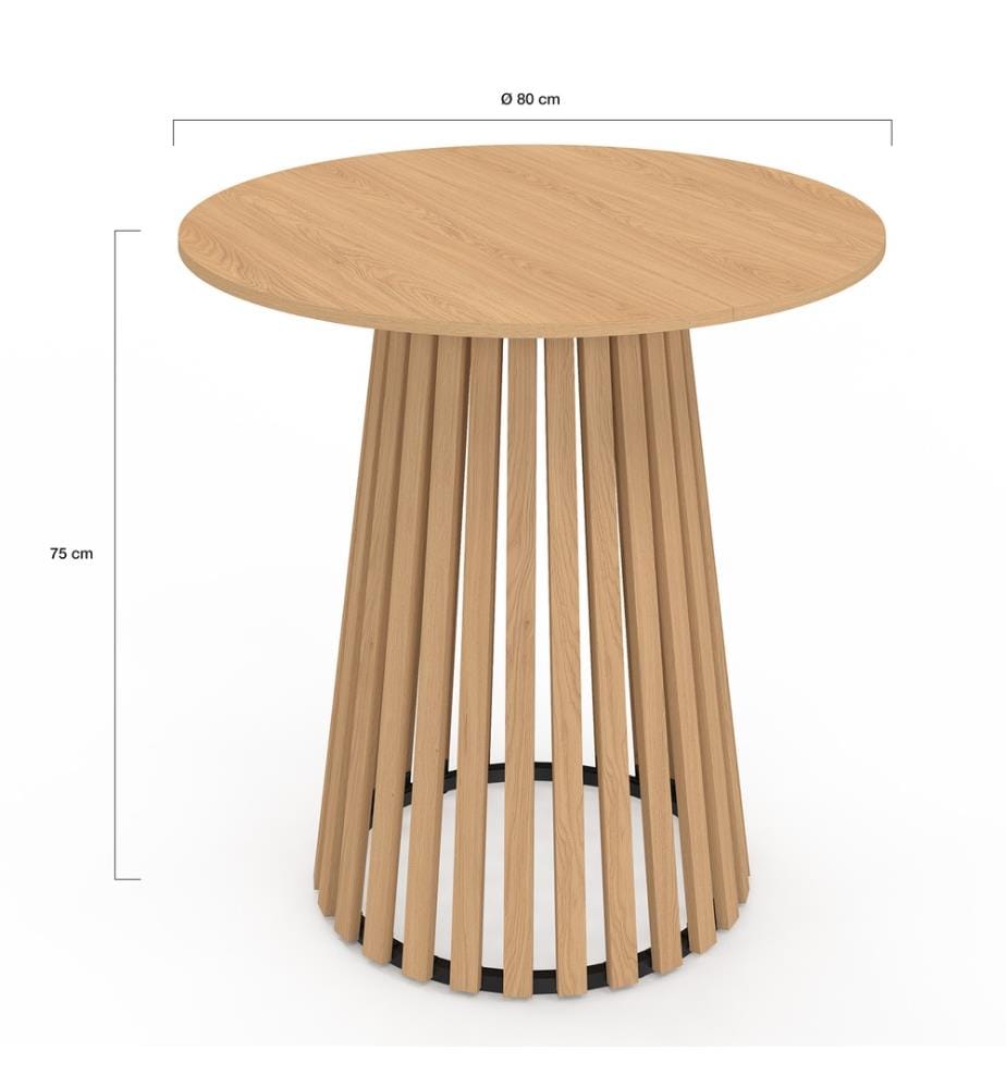 Runder Esstisch Camélia Mittelfuss Latten Ø80cm - Braun