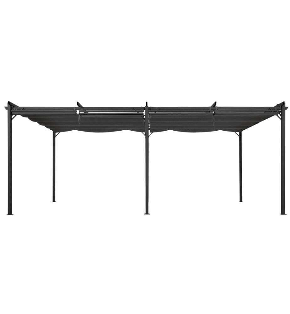 Pergola Marina 3 x 6 m toit rétractable avec 6 stores intégrés - Gris