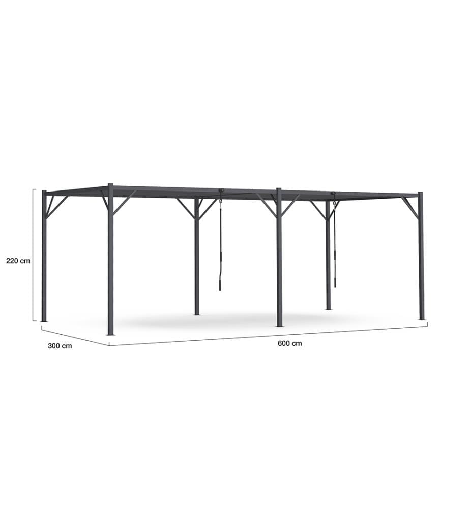 Pergola Venice toit lames orientables 3x6m - Gris
