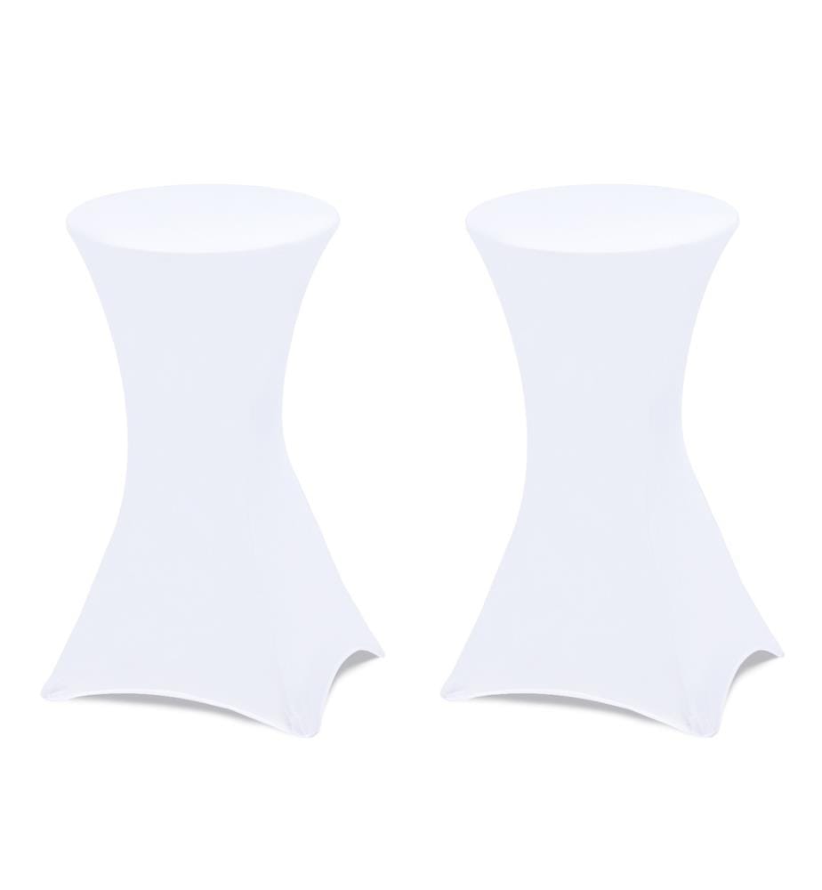 Lot de 2 Tables hautes de réception pliantes 105 cm + housses - Blanc