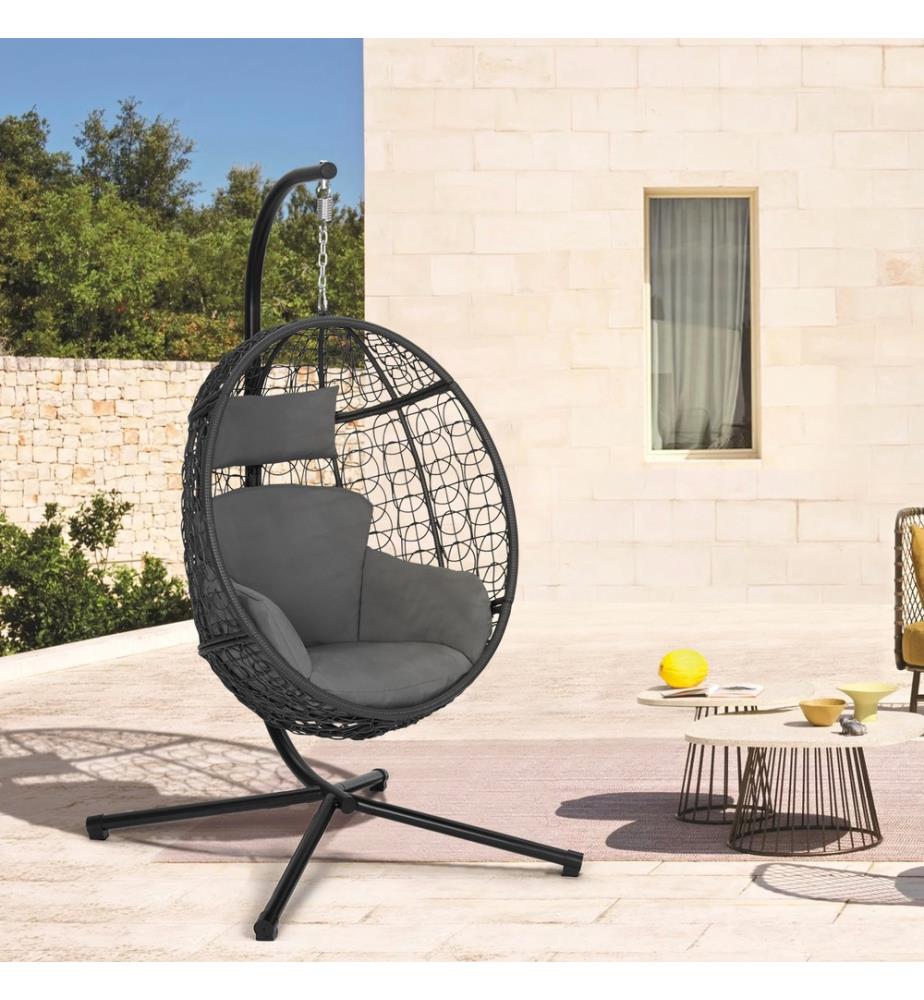 Fauteuil oeuf suspendu avec coussin intégré - Gris