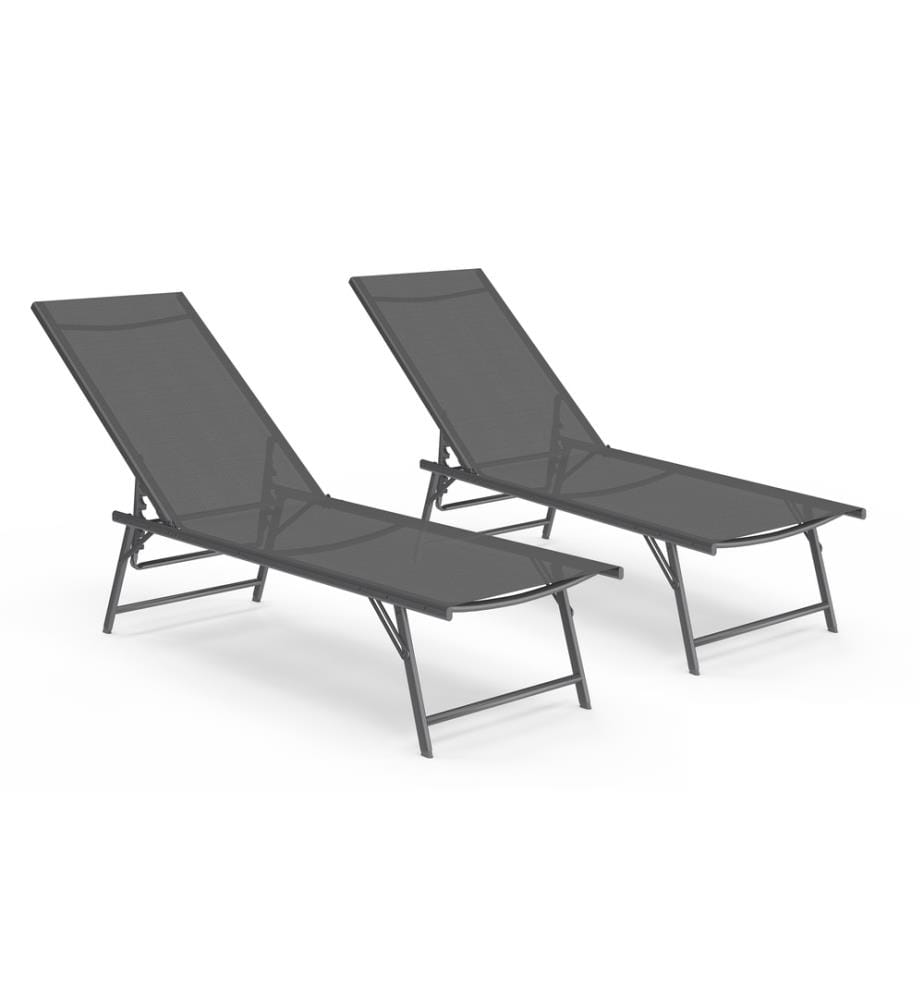 Lot de 2 Transats inclinables Malaga 4 positions - Gris anthracite