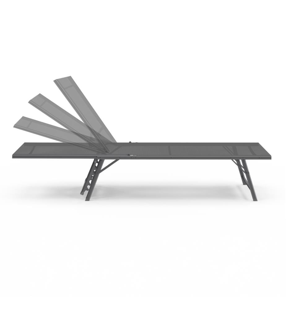 Lot de 2 Transats inclinables Malaga 4 positions - Gris anthracite