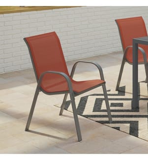 Lot de 6 Chaises de jardin empilables - Gris Anthracite et Terracotta