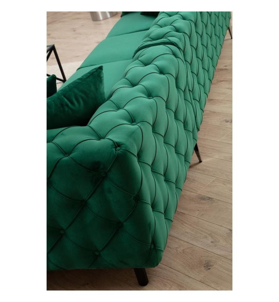 Divano angolare, verde, struttura in legno di faggio/truciolato, tessuto in poliestere