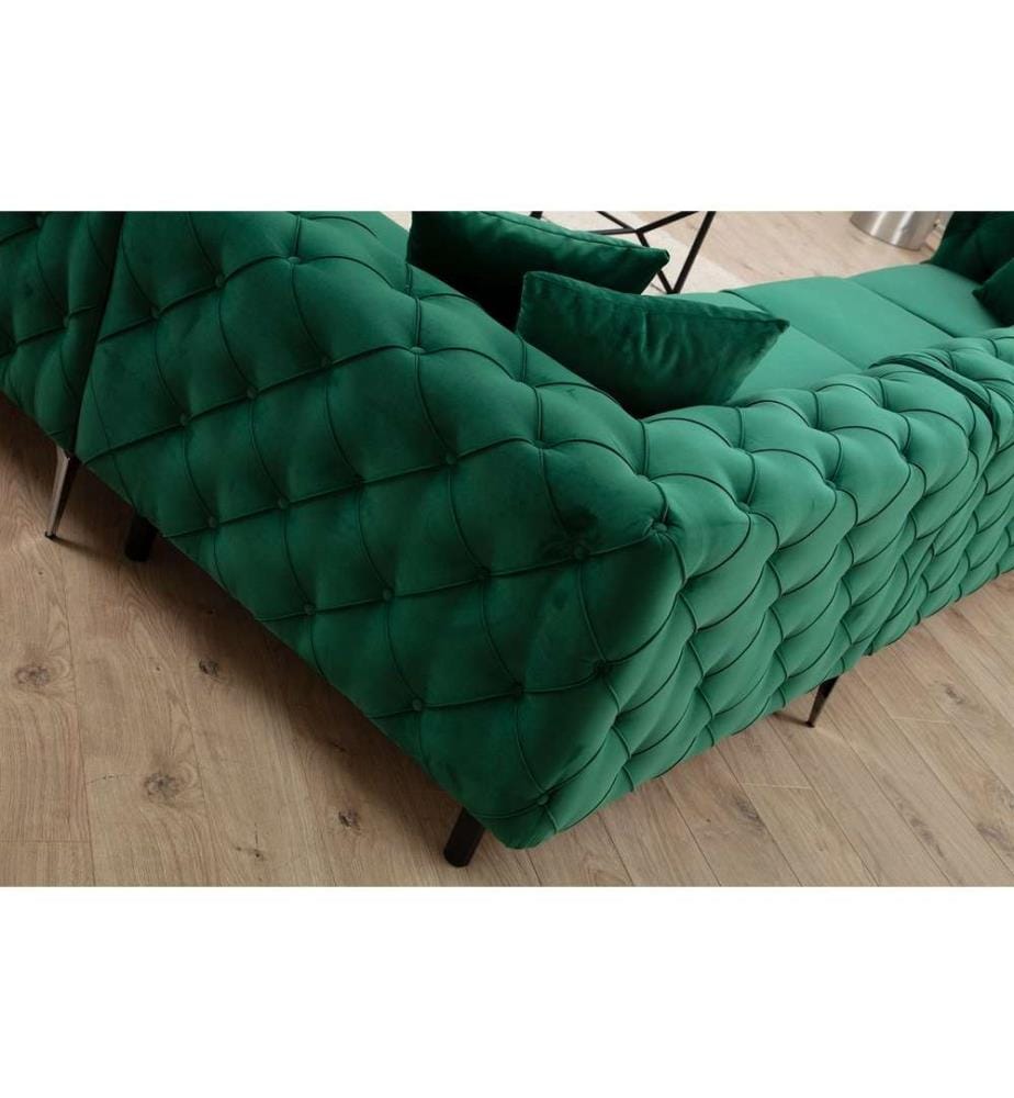 Divano angolare, verde, struttura in legno di faggio/truciolato, tessuto in poliestere
