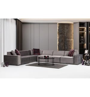 Ecksofa, Grau, Gestell aus Buchenholz/Spanplatte, Bezug aus Polyester