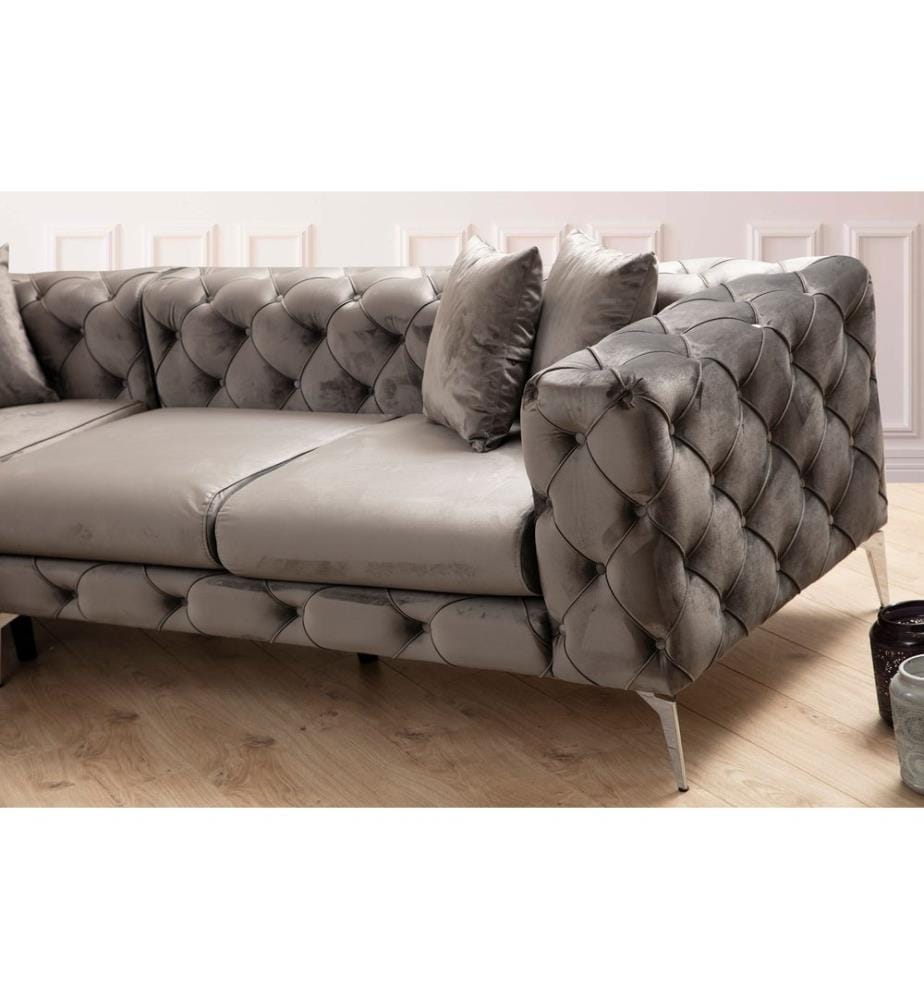Corner Sofa, Anthracite, Beech Wood / Chipboard Frame, Polyester Fabric