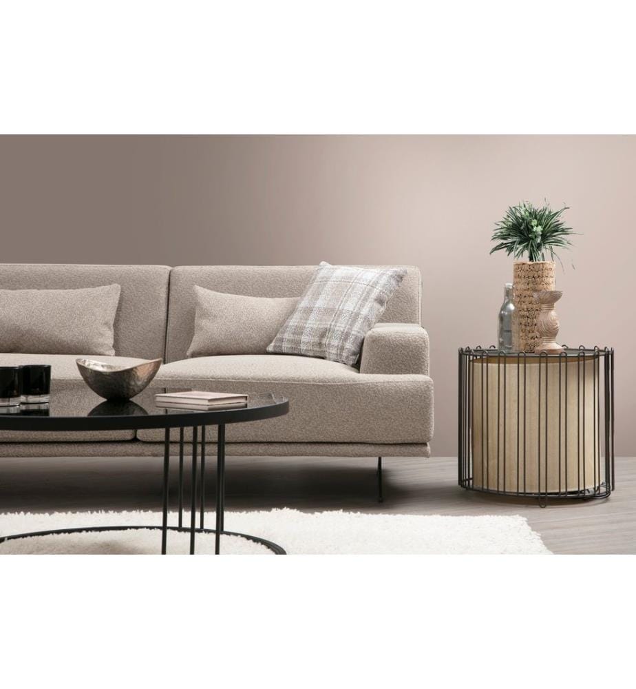 Divano angolare, beige, struttura in legno di faggio/truciolato, tessuto in poliestere