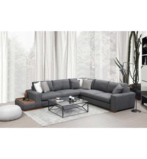 Ecksofa, Anthrazit, Gestell aus Buchenholz/Spanplatte, Bezug aus Polyester