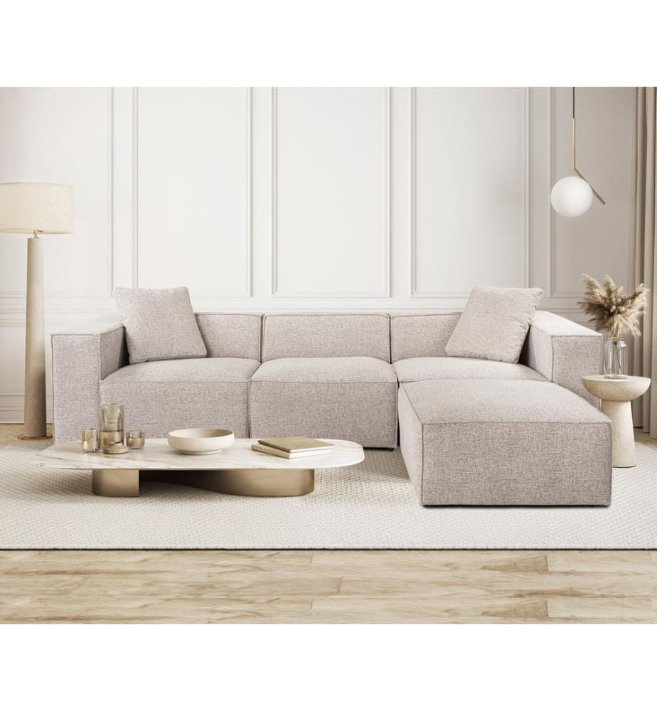 Ecksofa, Mokka, Gestell: 100 % Hainbuche, Bezug: 100 % Leinen