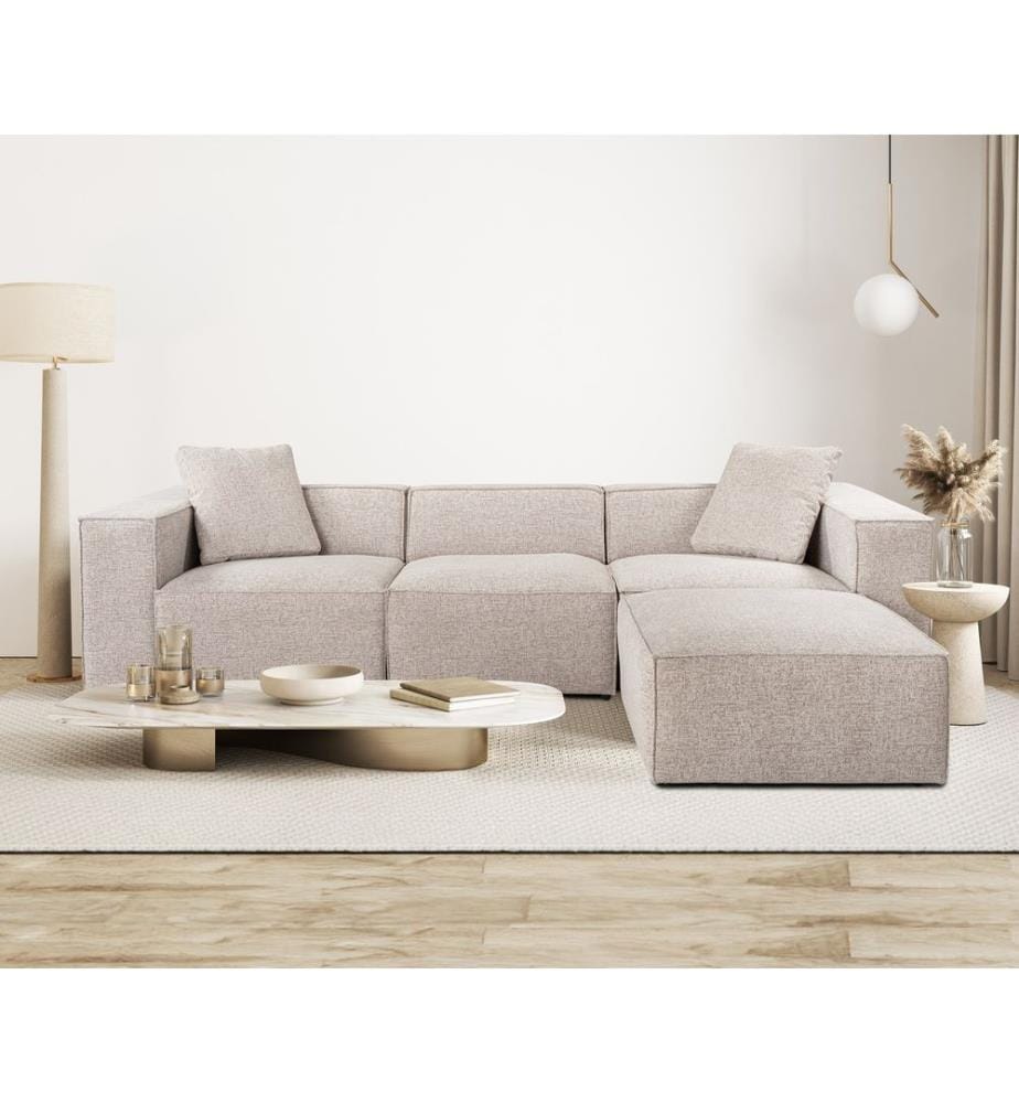 Ecksofa, Mokka, Gestell: 100 % Hainbuche, Bezug: 100 % Leinen