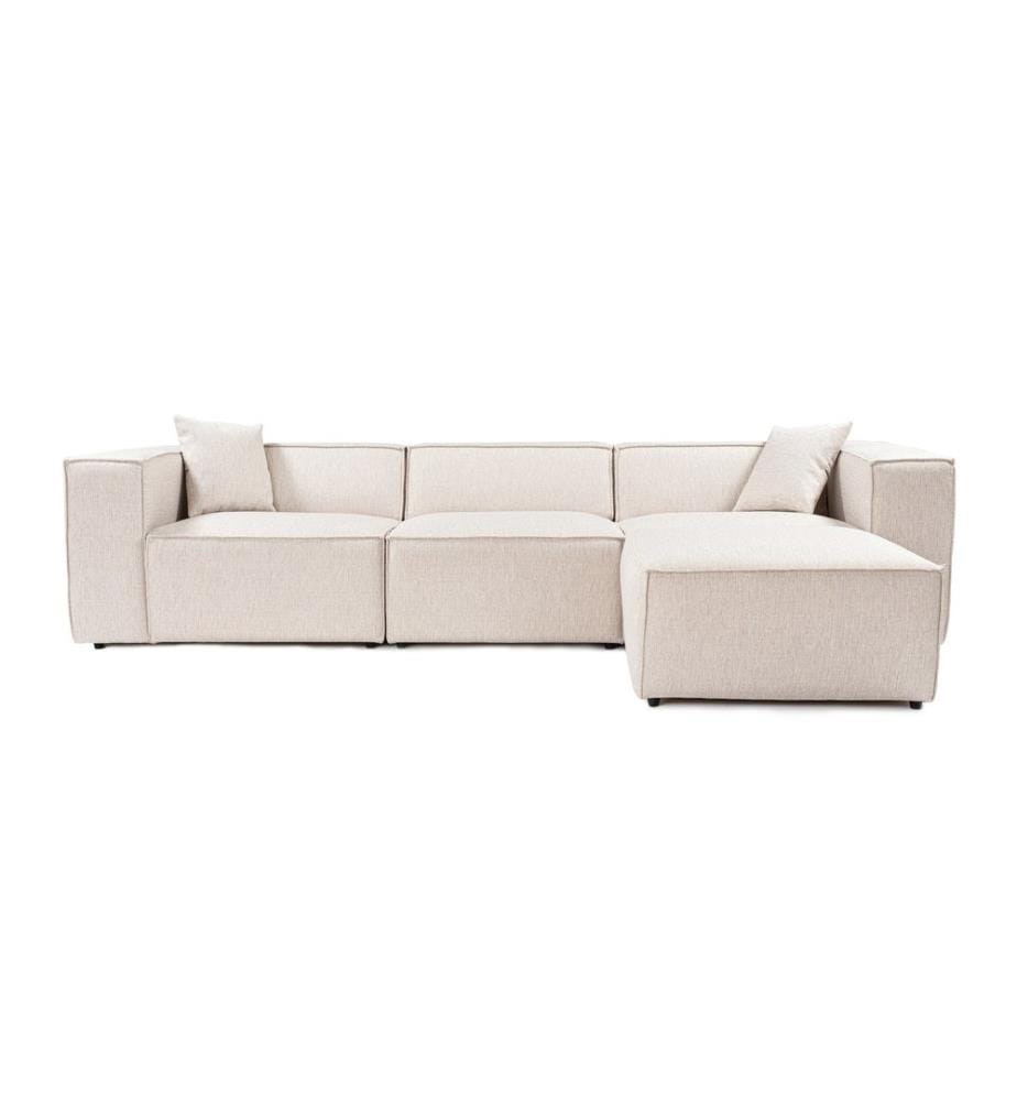 Corner Sofa, Light Brown, Frame: 100% Hornbeam, Fabric: 100% Linen