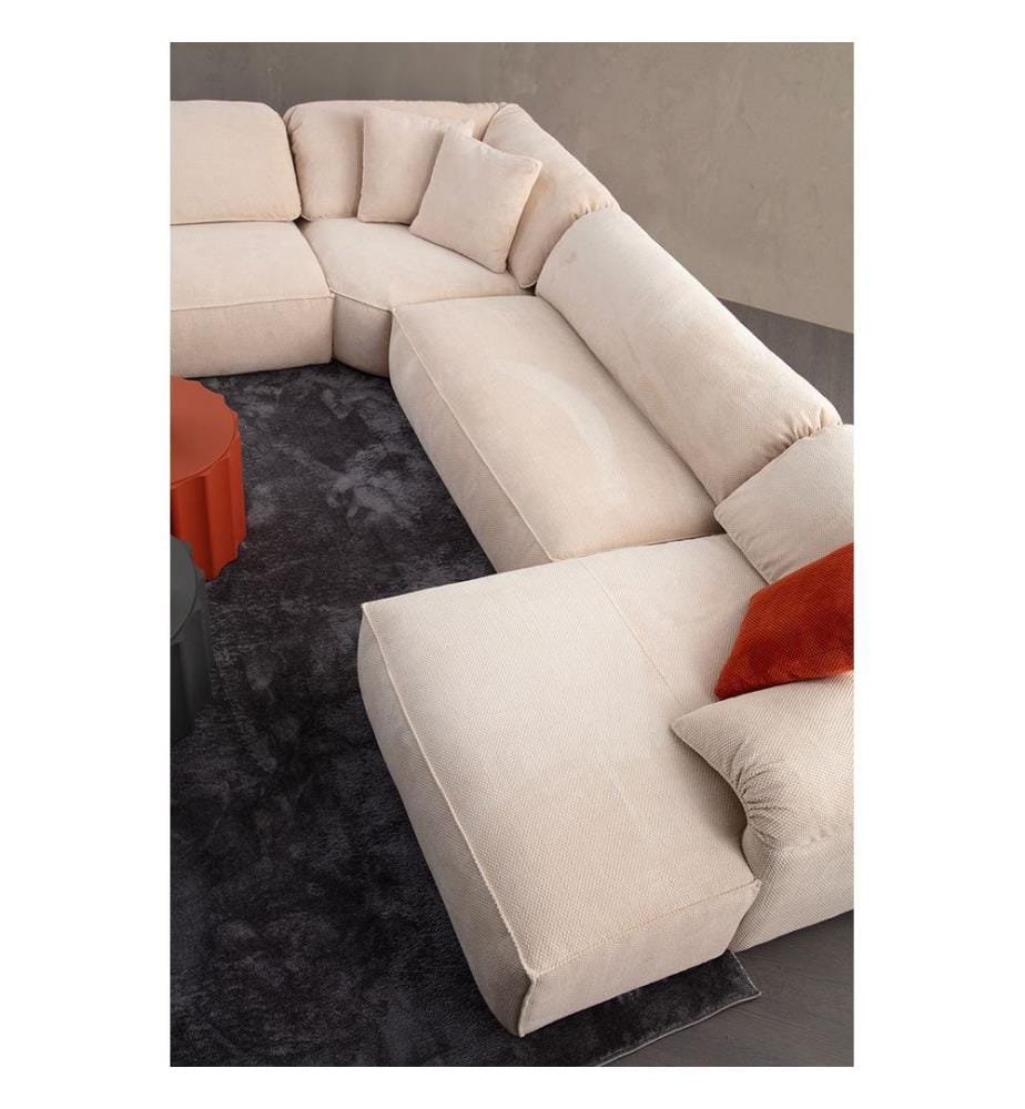 Ecksofa, Creme, Gestell: Holz / Spanplatte