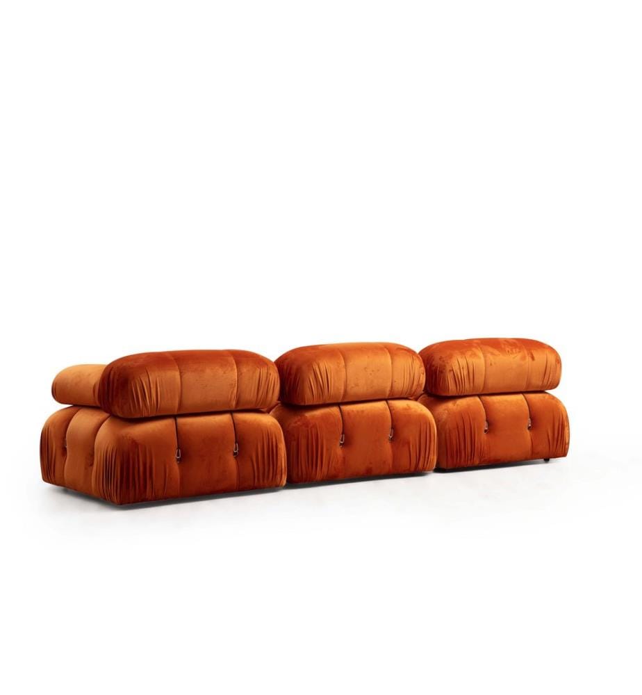 Corner Sofa, Orange, Beech Wood / Chipboard Frame, Polyester Fabric