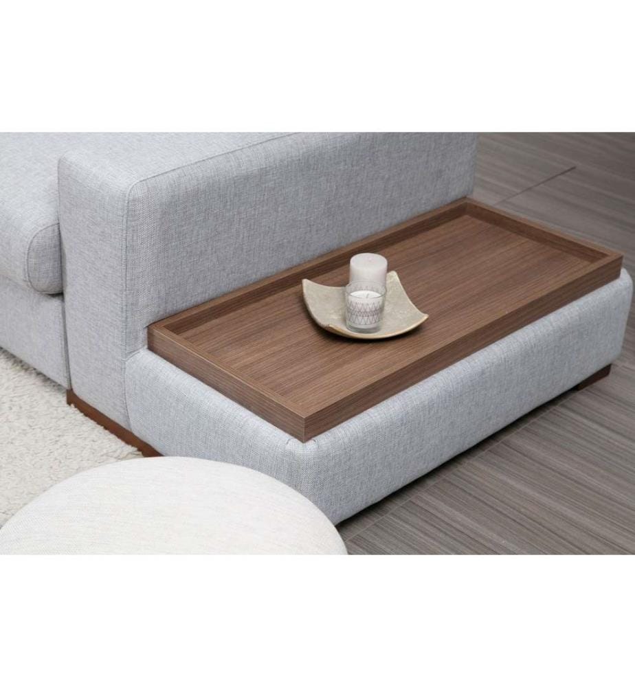 Corner Sofa, Light Grey, Beech Wood / Chipboard Frame, Polyester Fabric