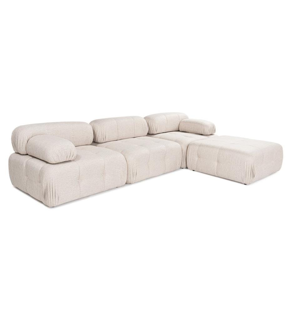 Corner Sofa, Light Brown, Frame: Beech Wood / Chipboard, Fabric: 100% Polyester