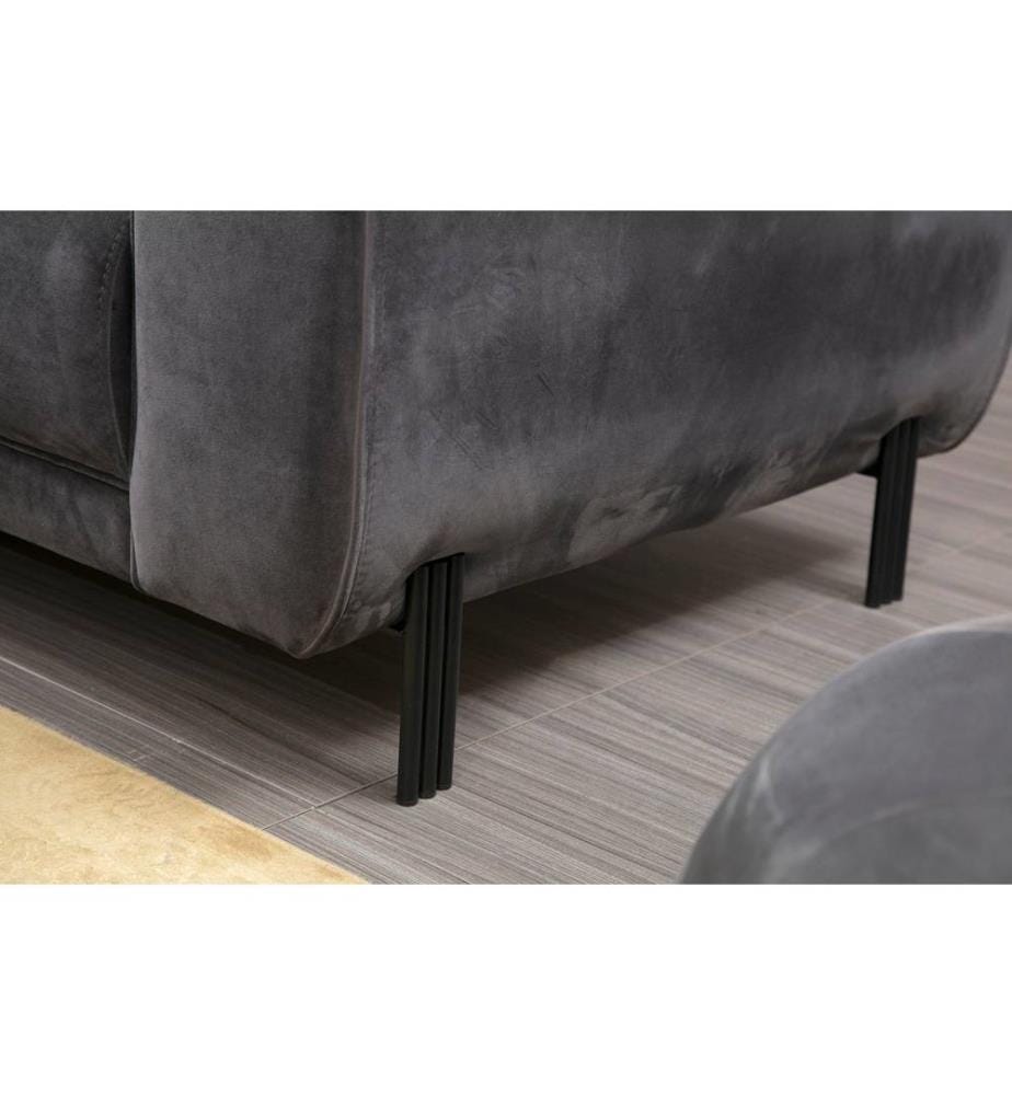 Corner Sofa-Bed, Anthracite, Beech Wood / Chipboard Frame, Polyester Fabric