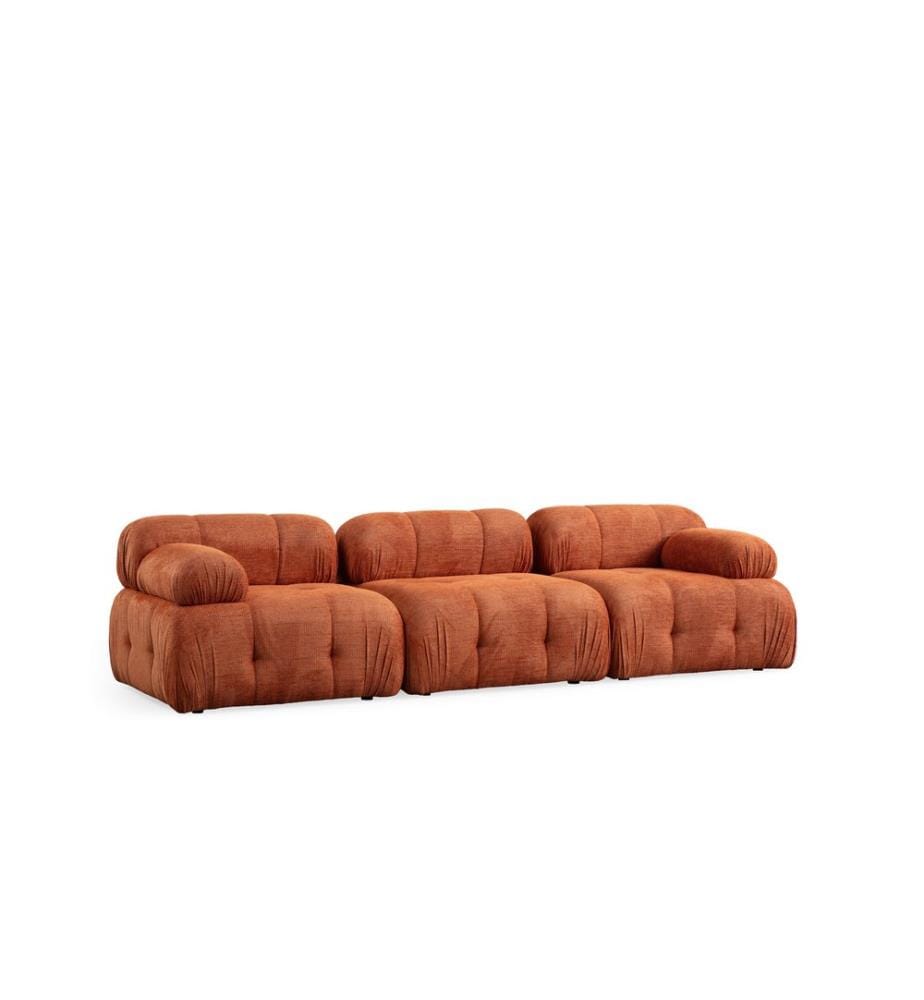 3-Sitzer-Sofa, Orange, Gestell: Buchenholz/Spanplatte, Bezug: 100 % Polyester, Kunststoffbeine